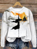 Women's Halloween Darkness Witch Printed Sweatshirt