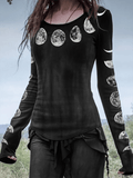 Women's Mysterious Moon Halloween Print Top